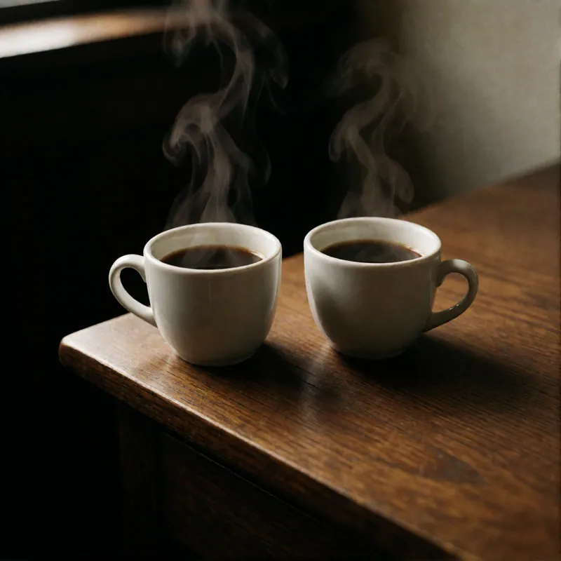 Coffee on a desk at Woodside Insurance