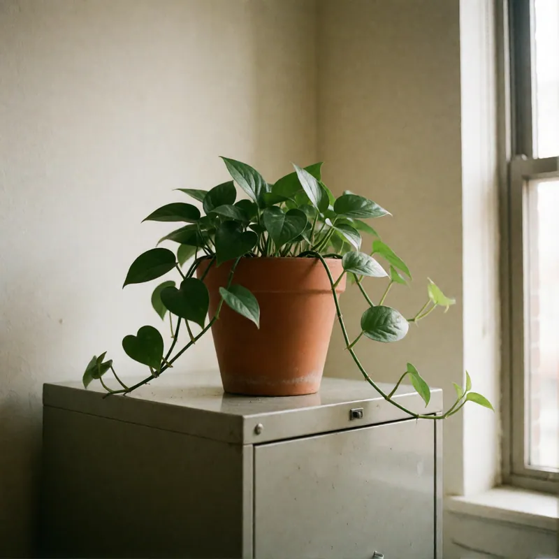 A plant on the filing cabinets at Woodside Insurance