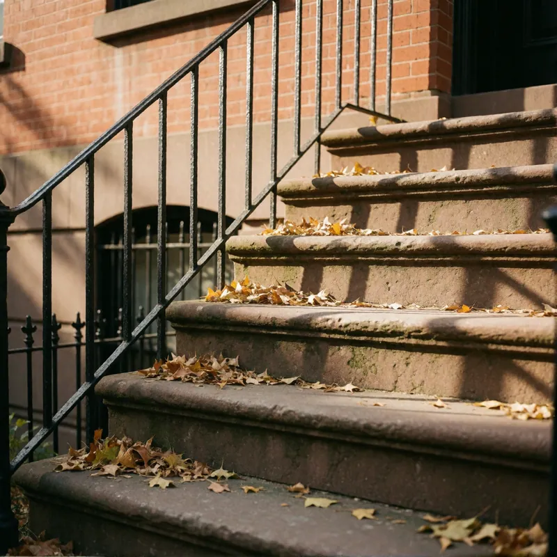 A Queens stoop near the Woodside Insurance office